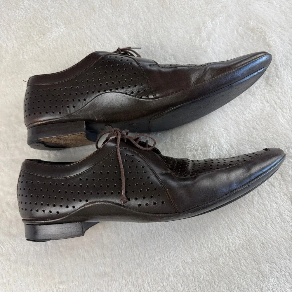 Vtg Mezlan Okanagan Oxford Mens 11M Brown Perforated Leather‎ Spain Y2K Luxury